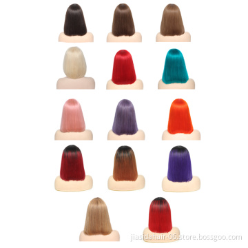 150% 180% Brazilian Hair Cuticle Aligned Hair Bob Lace Wig , Human Hair Lace Front Wig Ombre Wigs For Black Women